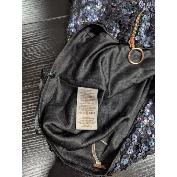 Free People Sequin Black/Navy Mini Skirt Women's Size 2 - Picture 8 of 10